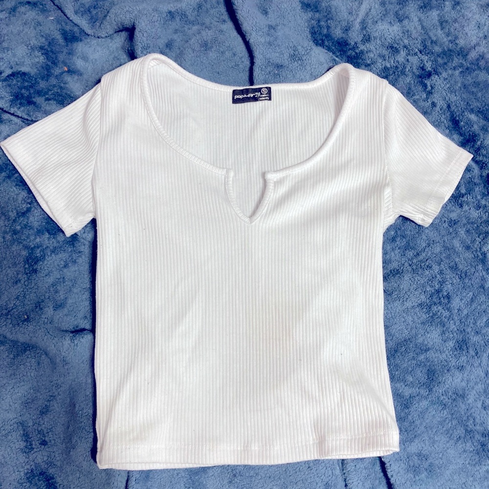 Plane white crop shirt